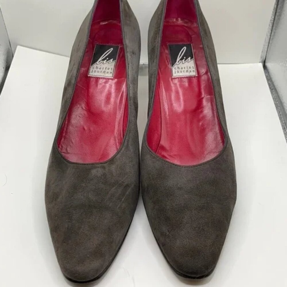 Charles Jourdan Grey Suede Pumps, Size 7